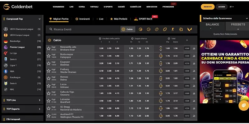 Goldenbet — schermata del sito Curaçao
